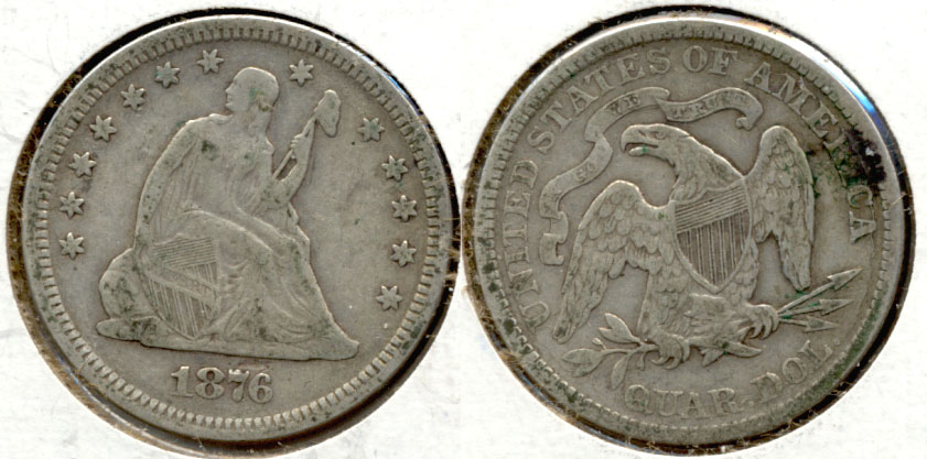 1876 Seated Liberty Quarter VF-20