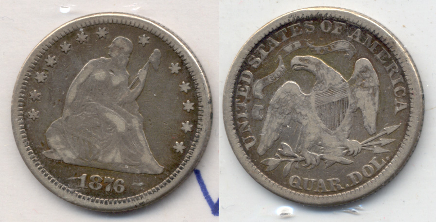 1876 Seated Liberty Quarter VG-8 a