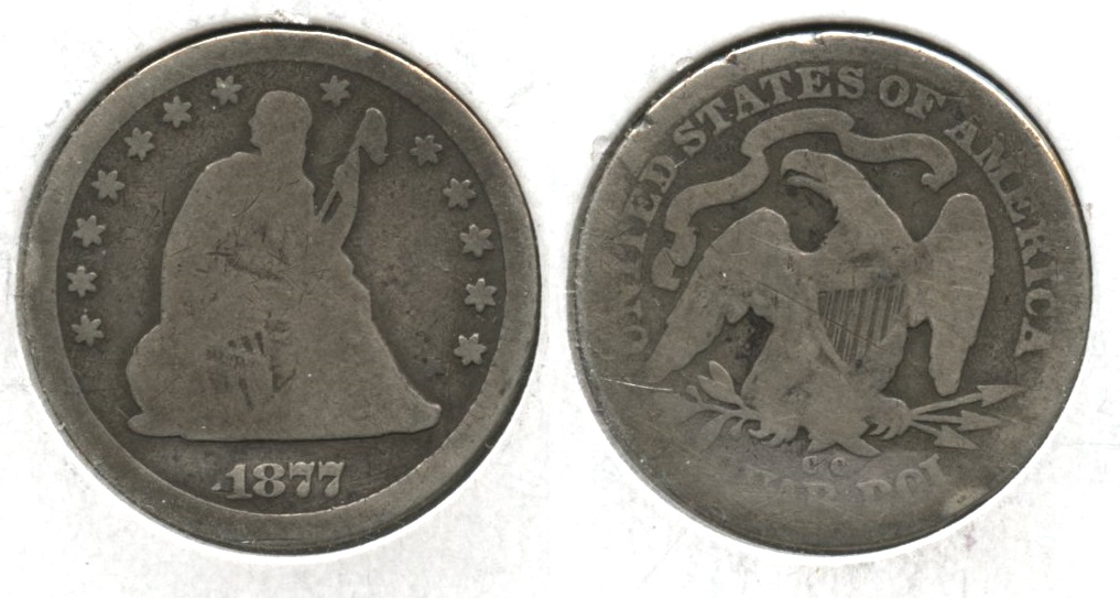 1877-CC Seated Liberty Quarter AG-3