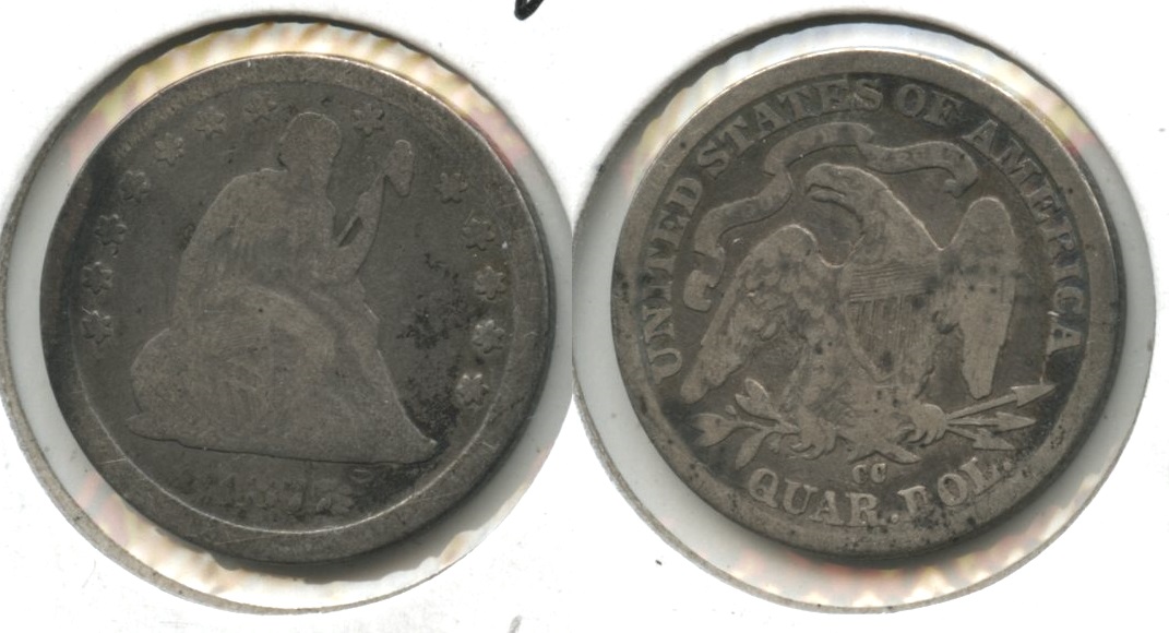 1877-CC Seated Liberty Quarter VG-8