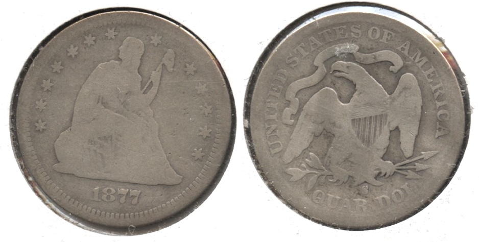 1877-S Seated Liberty Quarter AG-3 #b