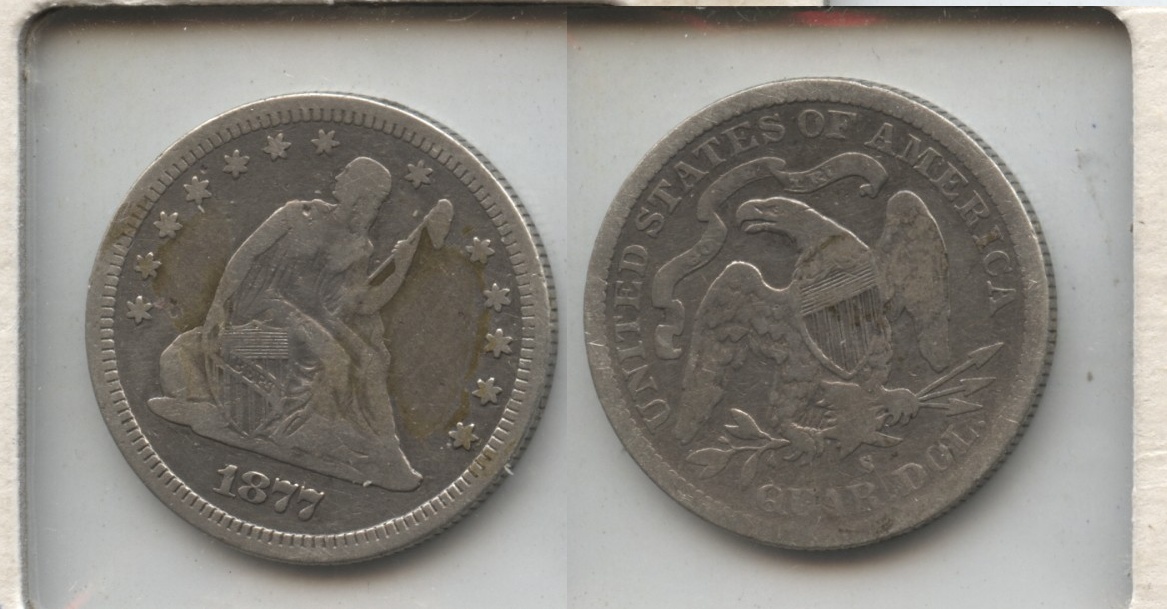 1877-S Seated Liberty Quarter Fine-12 Tape Reverse