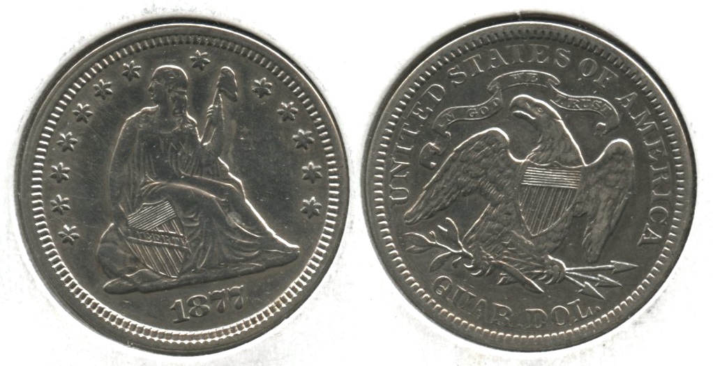 1877 Seated Liberty Quarter EF-40 #a Cleaned