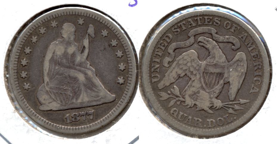 1877 Seated Liberty Quarter VF-20 a Old Scratch