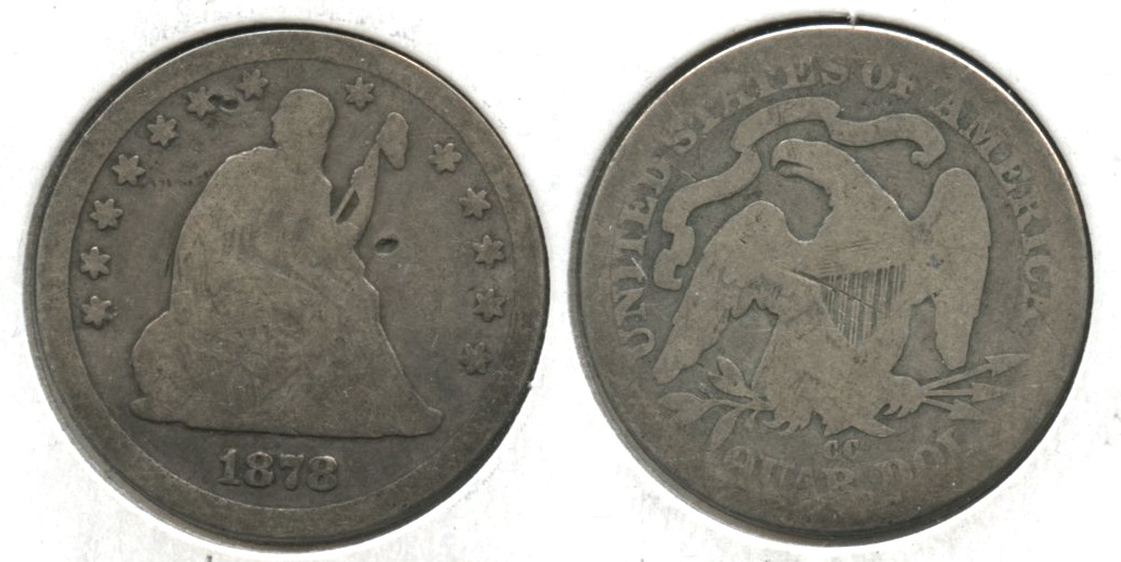 1878-CC Seated Liberty Quarter AG-3