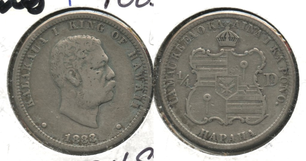 1883 Hawaiian Quarter Fine-12