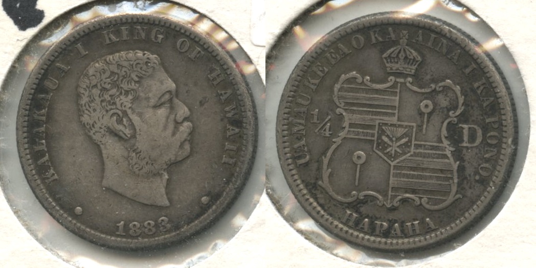 1883 Hawaiian Quarter VF-20 #a