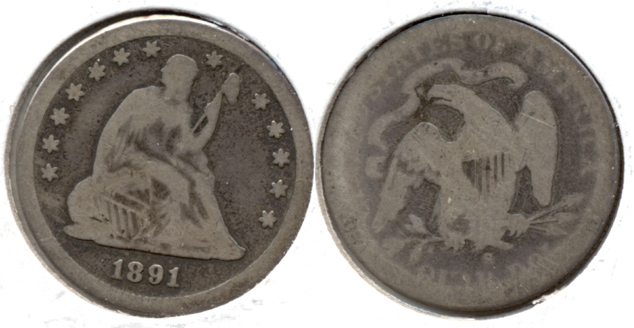 1891-S Seated Liberty Quarter AG-3