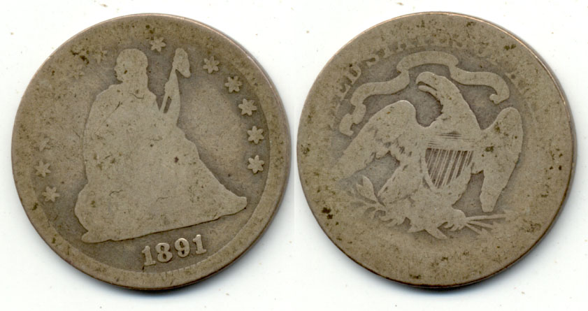 1891 Seated Liberty Quarter AG-3