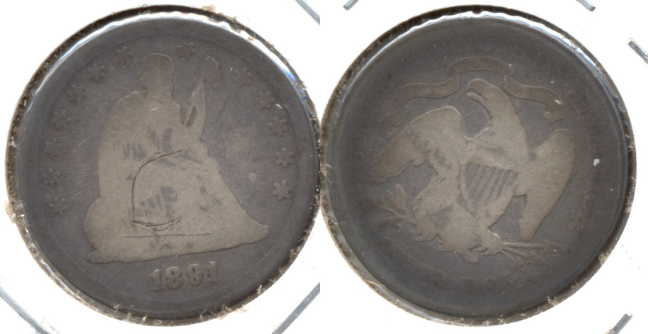 1891 Seated Liberty Quarter AG-3 a Obverse Scratch