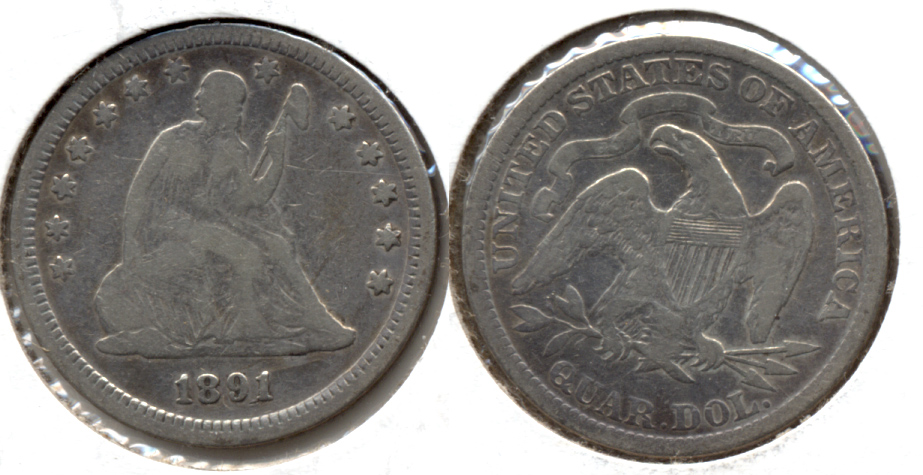 1891 Seated Liberty Quarter Fine-12
