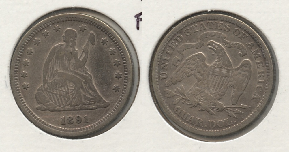 1891 Seated Liberty Quarter Fine-12 #a