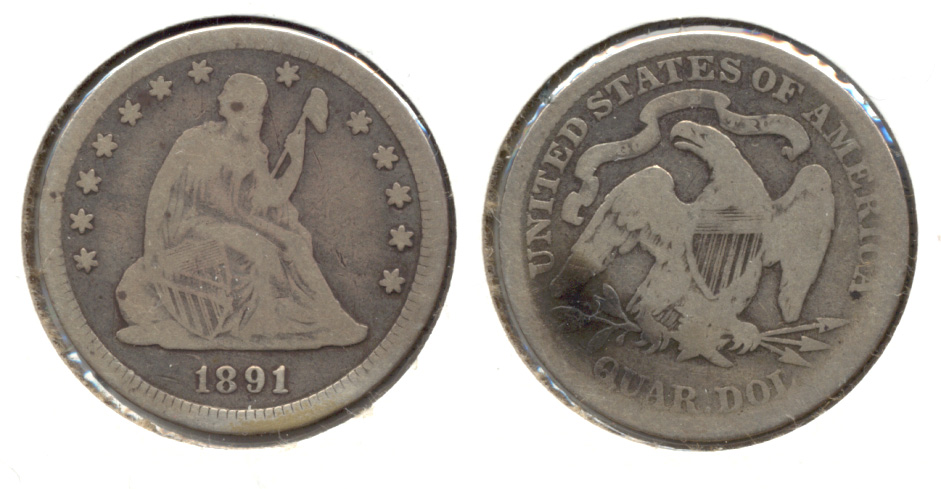 1891 Seated Liberty Quarter Good-4