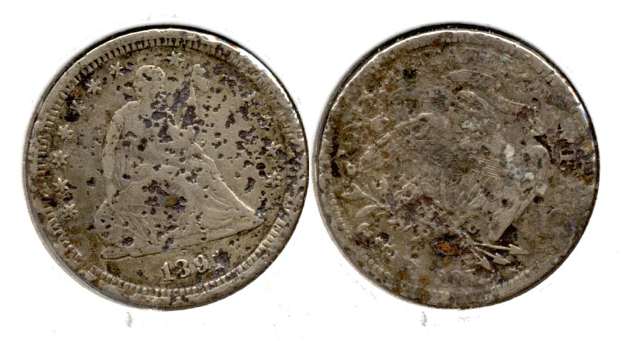 1891 Seated Liberty Quarter VF-20 a Pitted