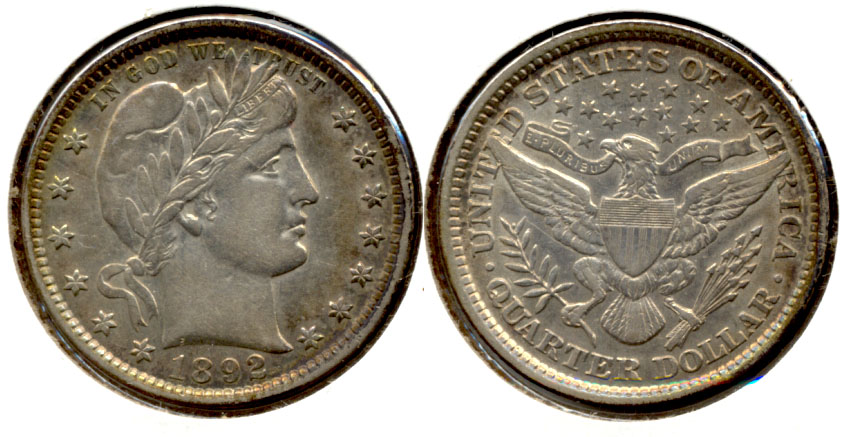 1892 Barber Quarter AU-50