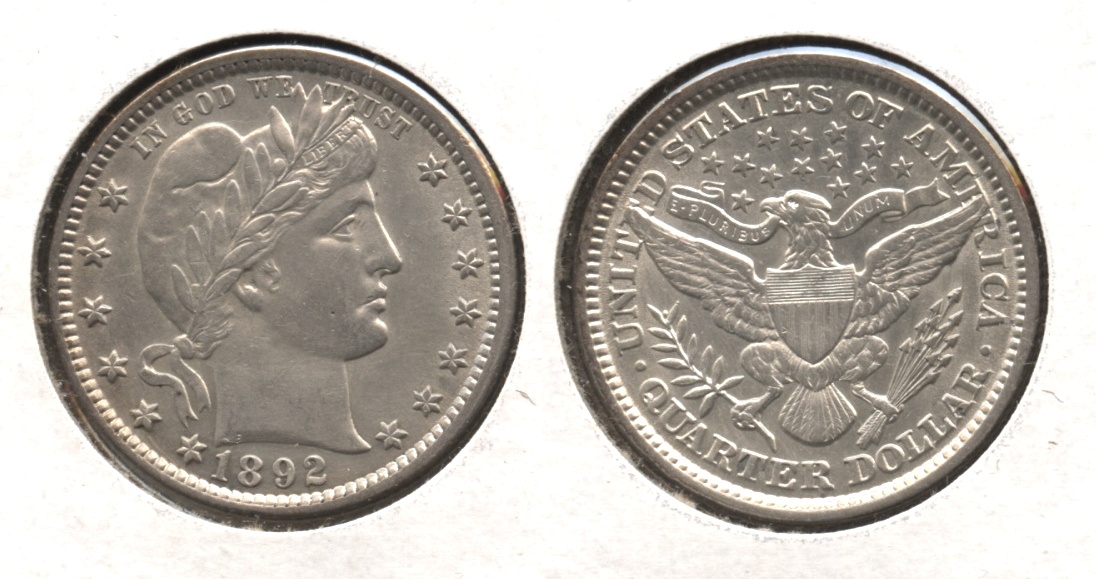 1892 Barber Quarter AU-58