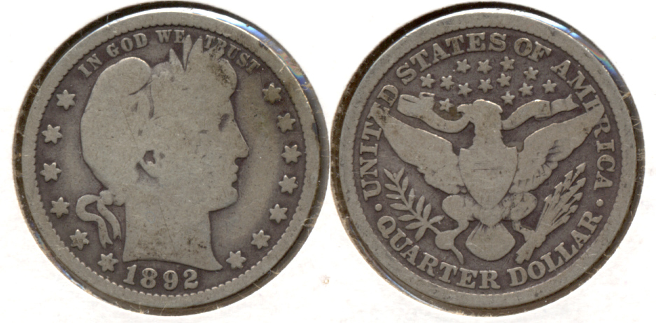 1892 Barber Quarter Good-4