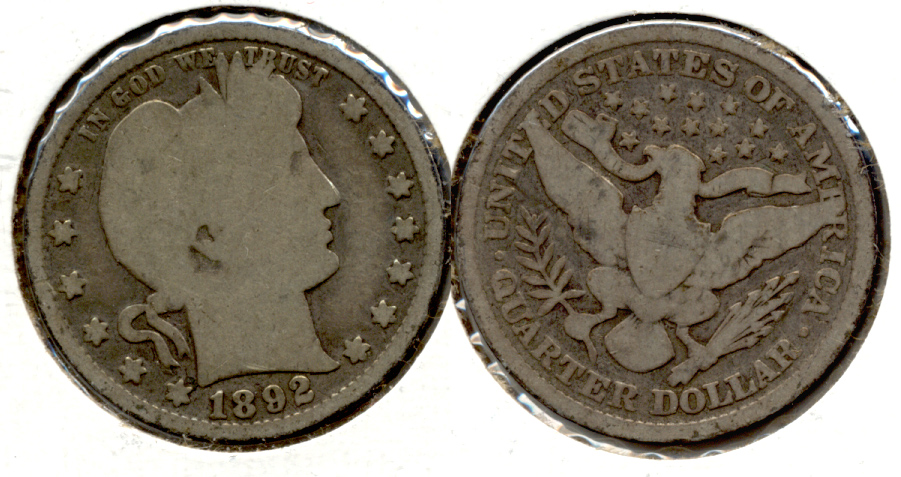 1892 Barber Quarter Good-4 b