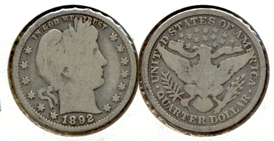 1892 Barber Quarter Good-4 c