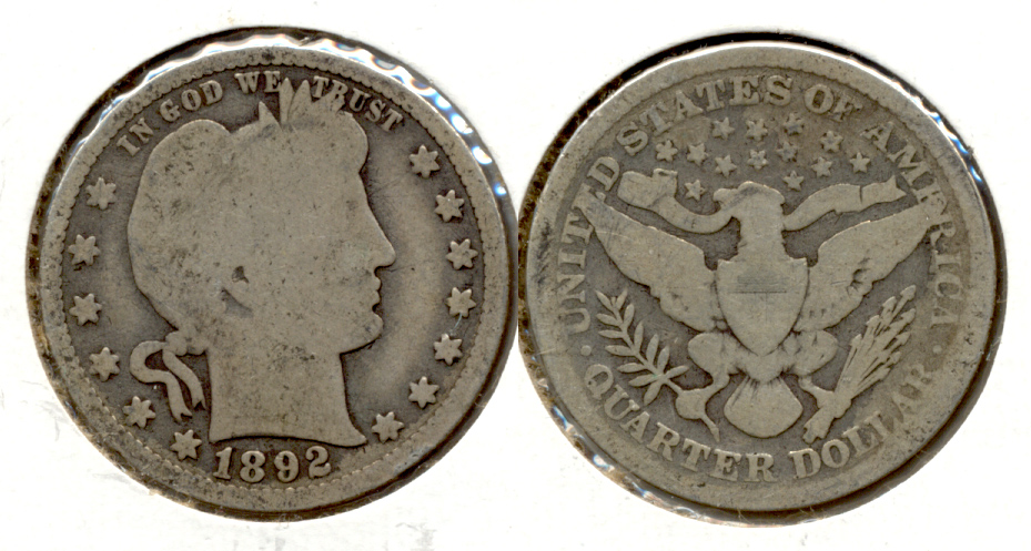 1892 Barber Quarter Good-4 d
