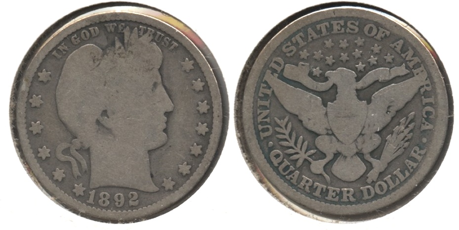 1892 Barber Quarter Good-4 #f