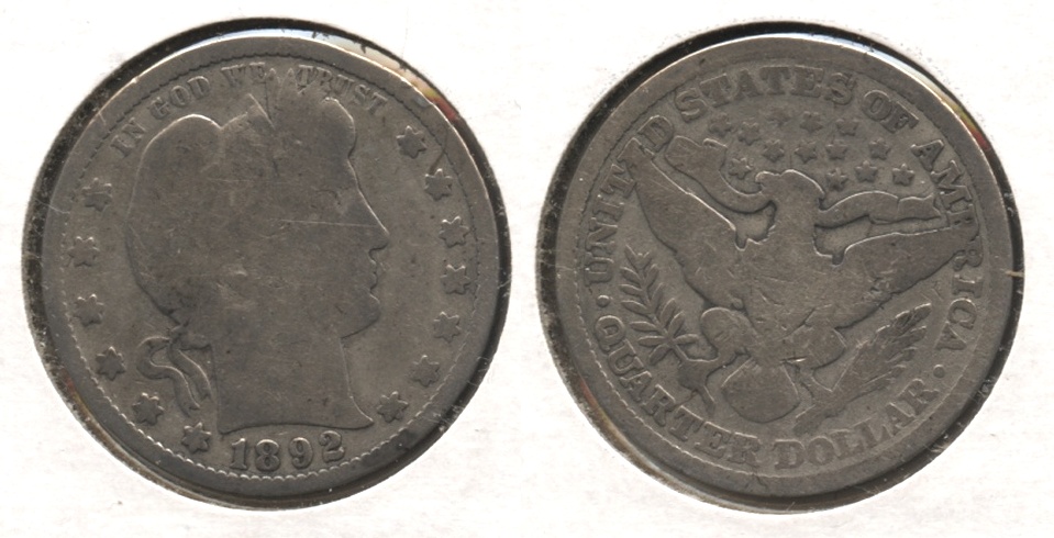1892 Barber Quarter Good-4 #h