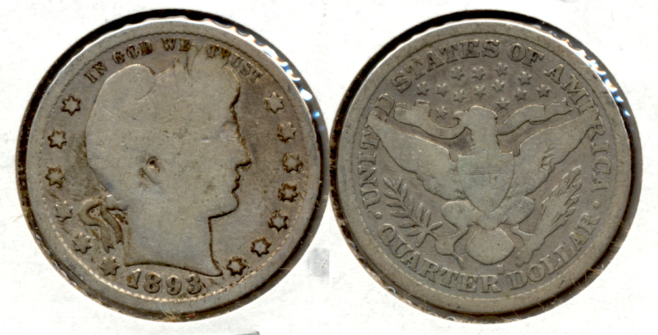 1893-S Barber Quarter Good-4 Light Clean