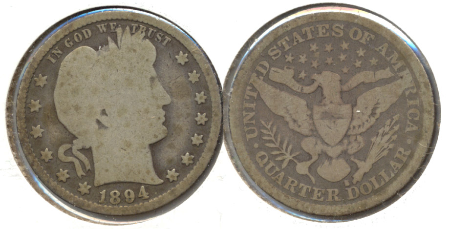 1894-S Barber Quarter Good-4