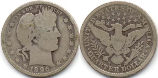 1896-O Barber Quarter Good-4