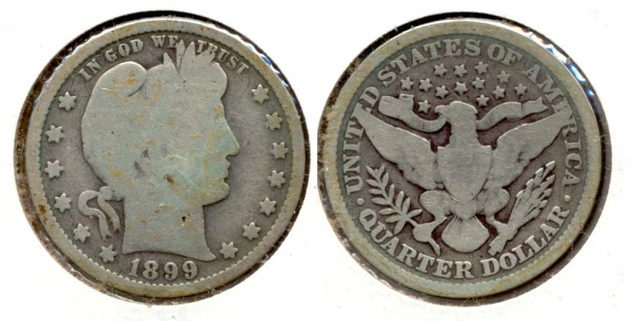 1899 Barber Quarter Good-4 a Warped