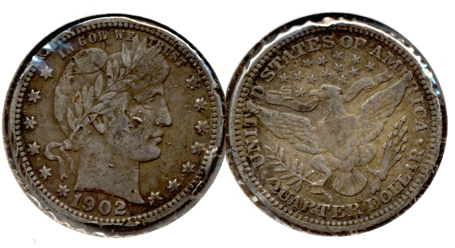 1902-S Barber Quarter Fine-12 Damage