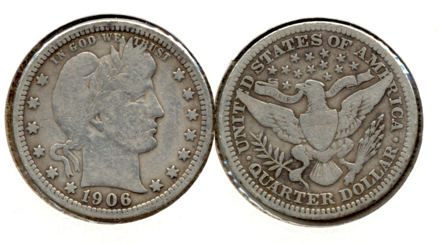 1906 Barber Quarter VG-8 Cleaned
