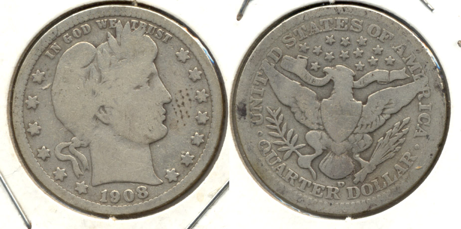 1908-D Barber Quarter Good-4 a