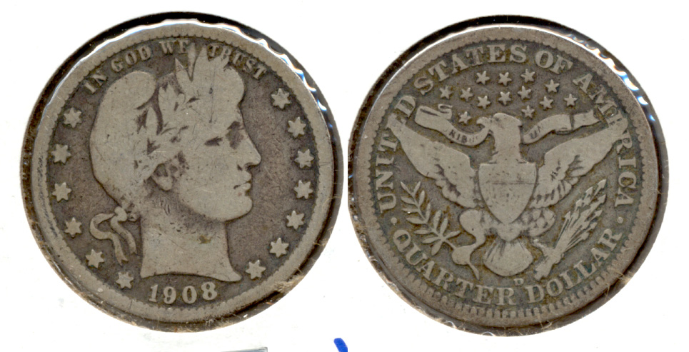 1908-D Barber Quarter Good-4 d