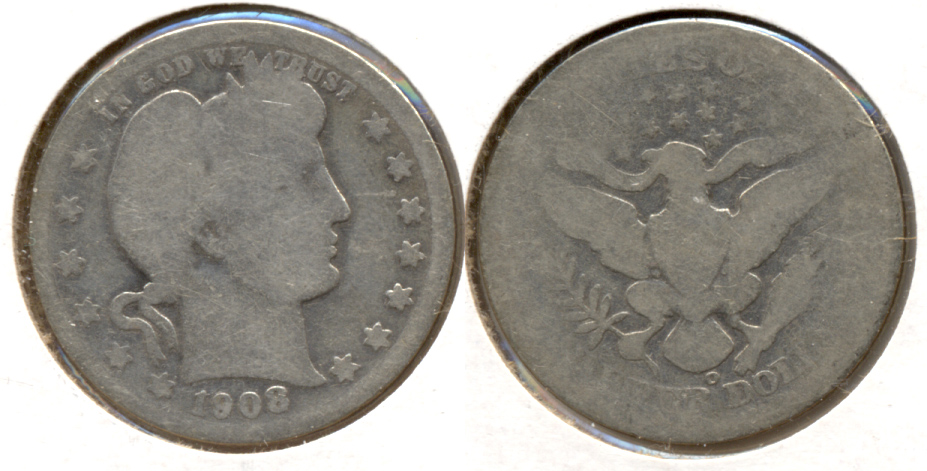 1908-O Barber Quarter AG-3 a Cleaned