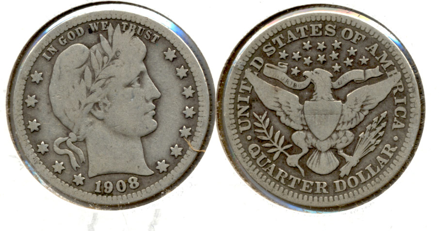 1908 Barber Quarter VG-8