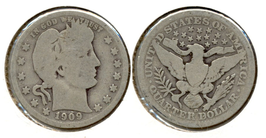 1909-D Barber Quarter Good-4 h