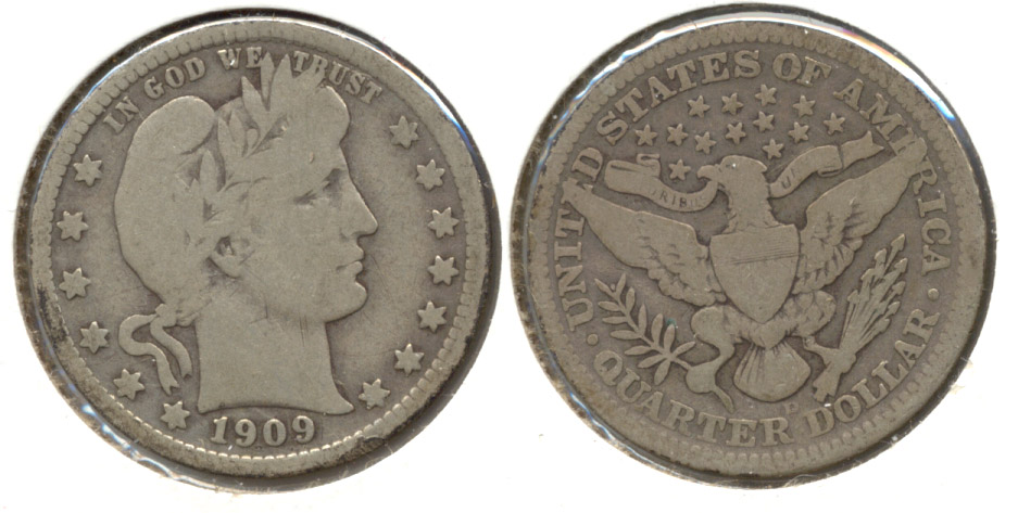 1909-D Barber Quarter Good-4 k