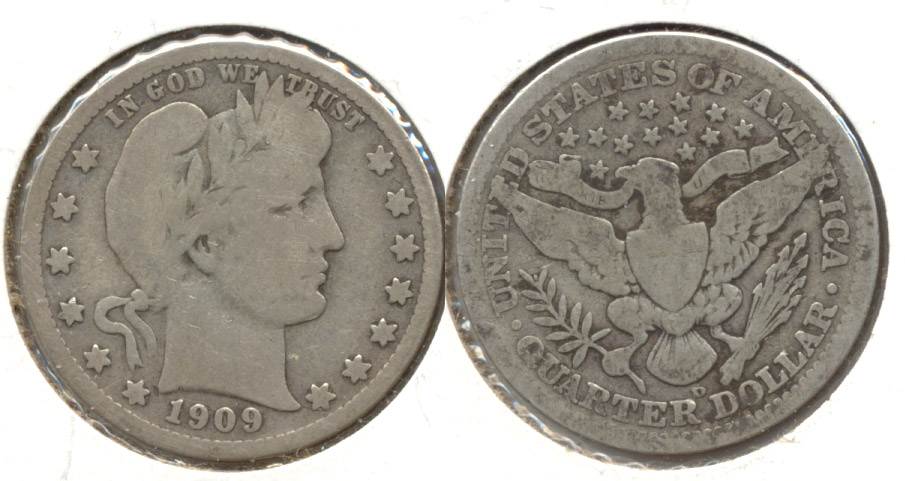 1909-D Barber Quarter Good-6 b