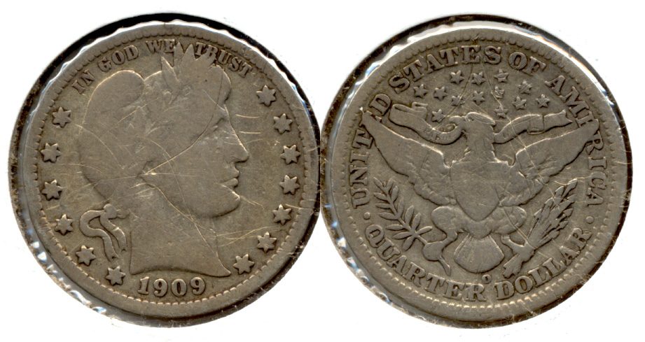 1909-O Barber Quarter VG-8 Cleaned Scratched