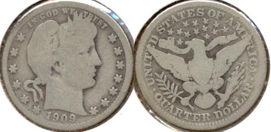 1909 Barber Quarter Good-4 a
