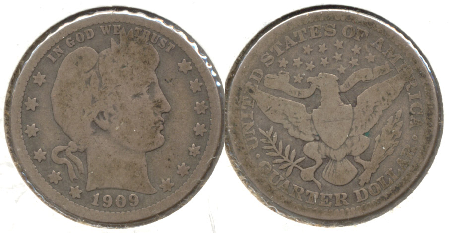 1909 Barber Quarter Good-4 f