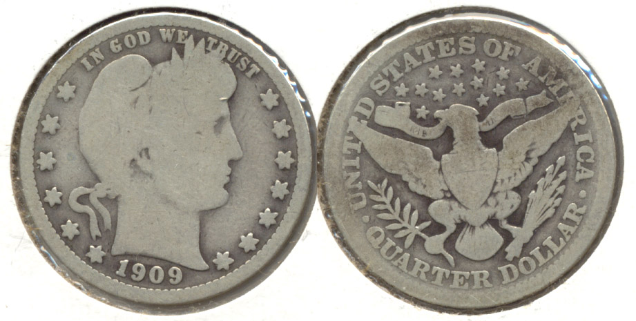 1909 Barber Quarter Good-4 h