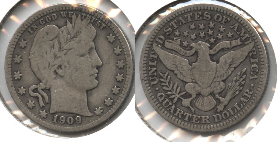 1909 Barber Quarter VG-8 c