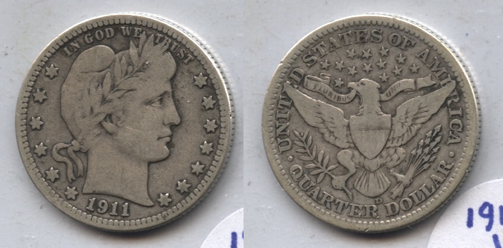 1911-D Barber Quarter VG-8 #a