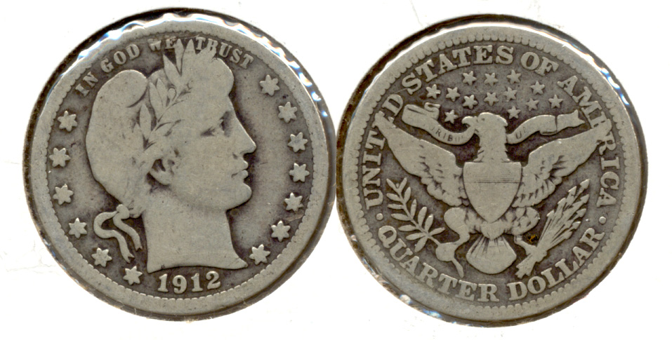 1912 Barber Quarter Good-6 a Edge Bump