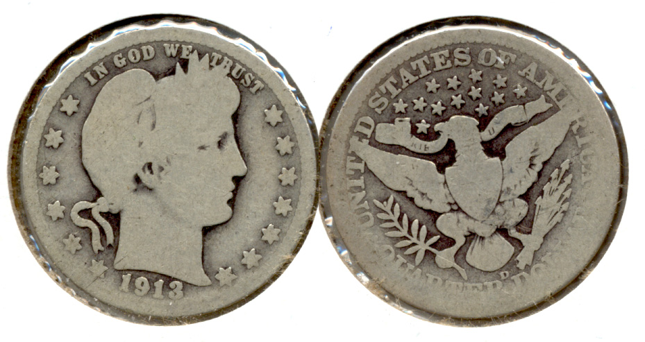 1913-D Barber Quarter AG-3 e