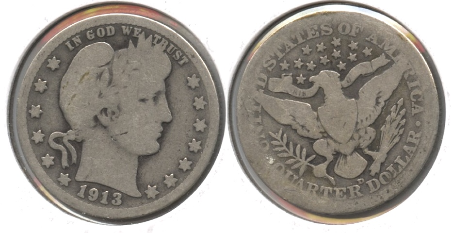 1913-D Barber Quarter AG-3 #m