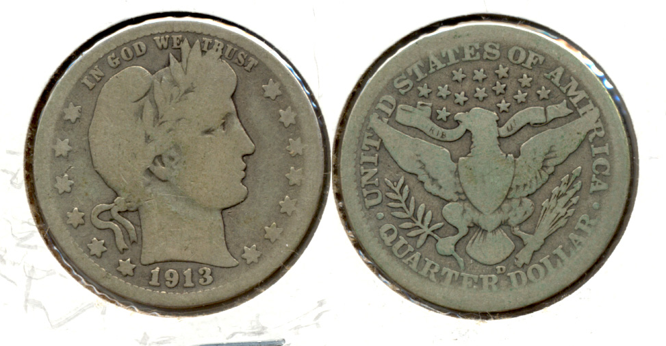 1913-D Barber Quarter Good-4 b