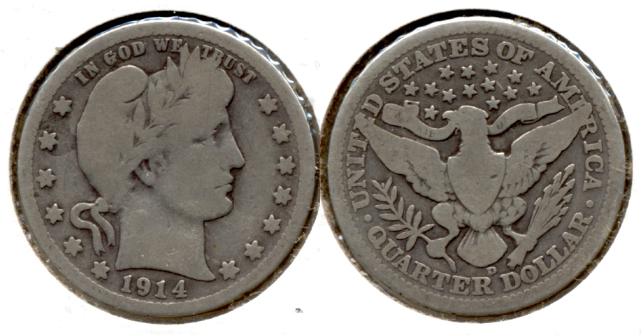 1914-D Barber Quarter VG-8 b